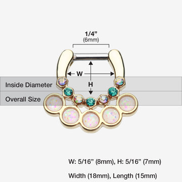 Detail View 1 of Golden Opal Aureole Gemina Septum Clicker-Aurora Borealis/White